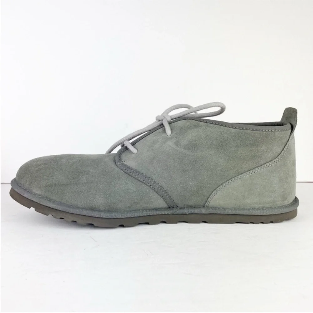 UGG Neumel Charcoal Gray Suede Leather Shearling Lace Up Warm Cozy Ankle Boots